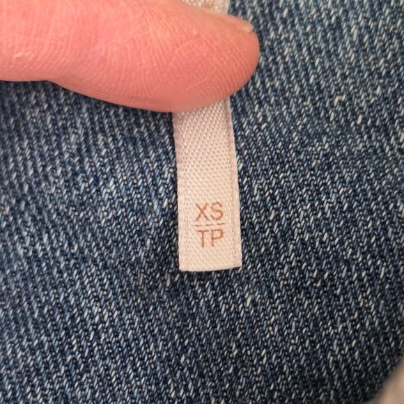 Free People‎ Disney Patches Denim Hooded Jacket XS Jean Knit Sleeve Unique - Picture 3 of 9